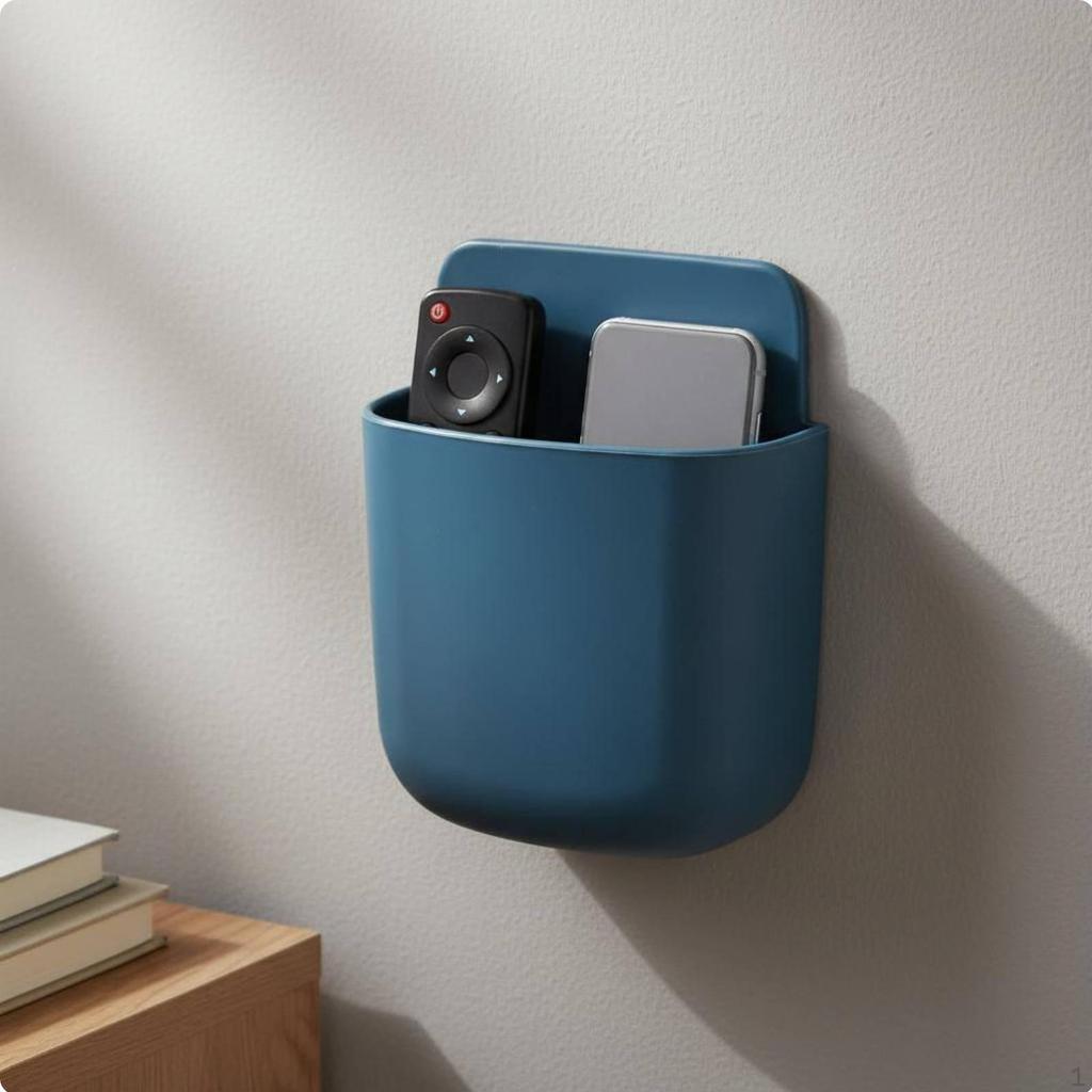 Wall Mount Remote Holder Punch Organizer Box No Required for Living Room,