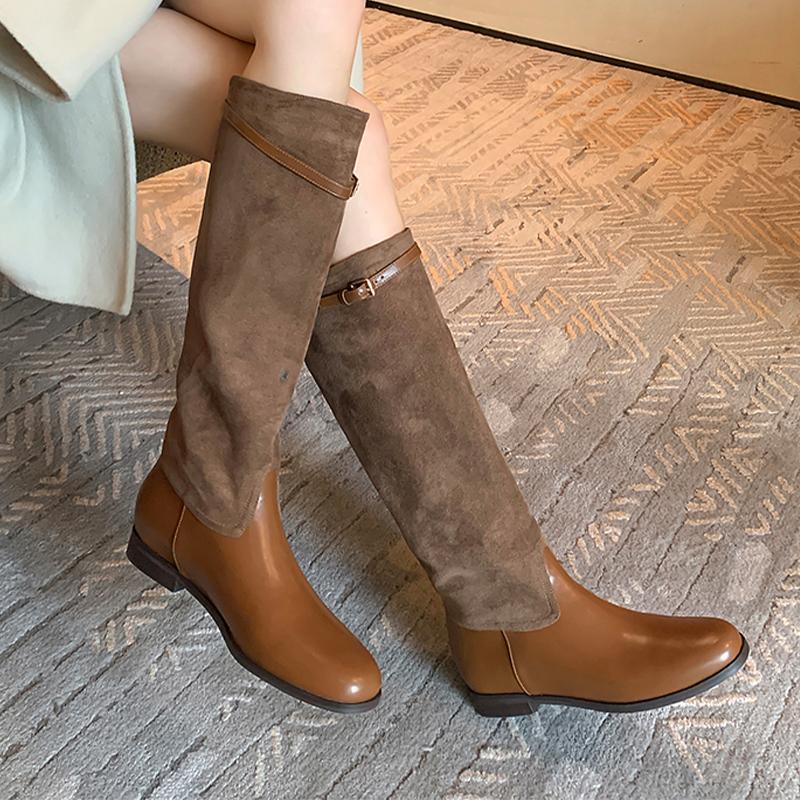 Stivali Alti di Qualità per Donna Scarpe Piatte alla Moda Scarpe Eleganti da Donna Stivali Invernali Al Ginocchio Chelsea Comodi Botas De Mujer