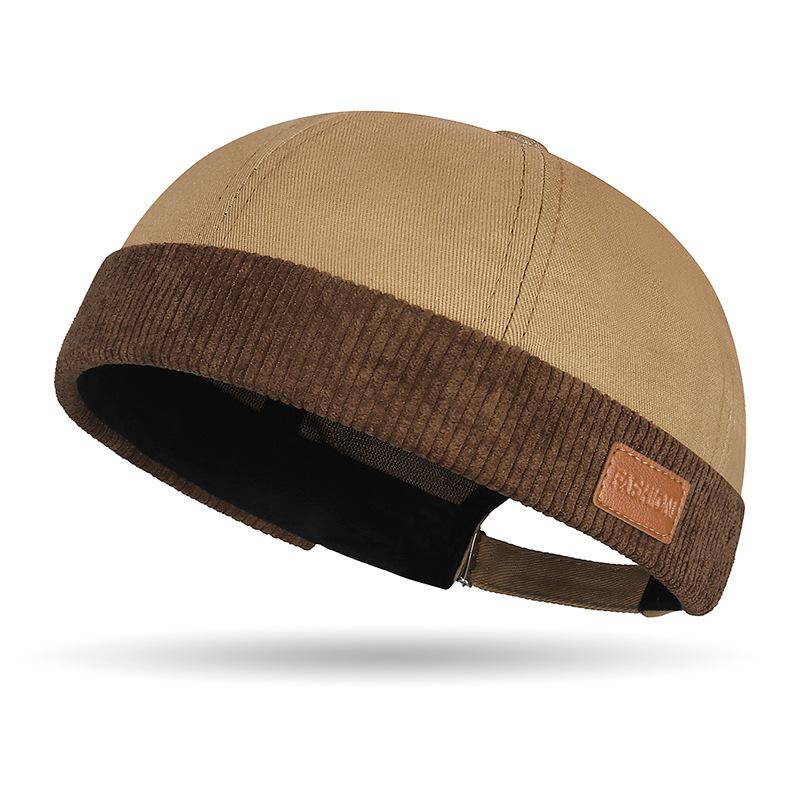 Men's and Women's Harajuku Color-matched Tang Hats, Trendy and Stylish, Sailor's Patchwork Velvet Leather Label Landlord Hats