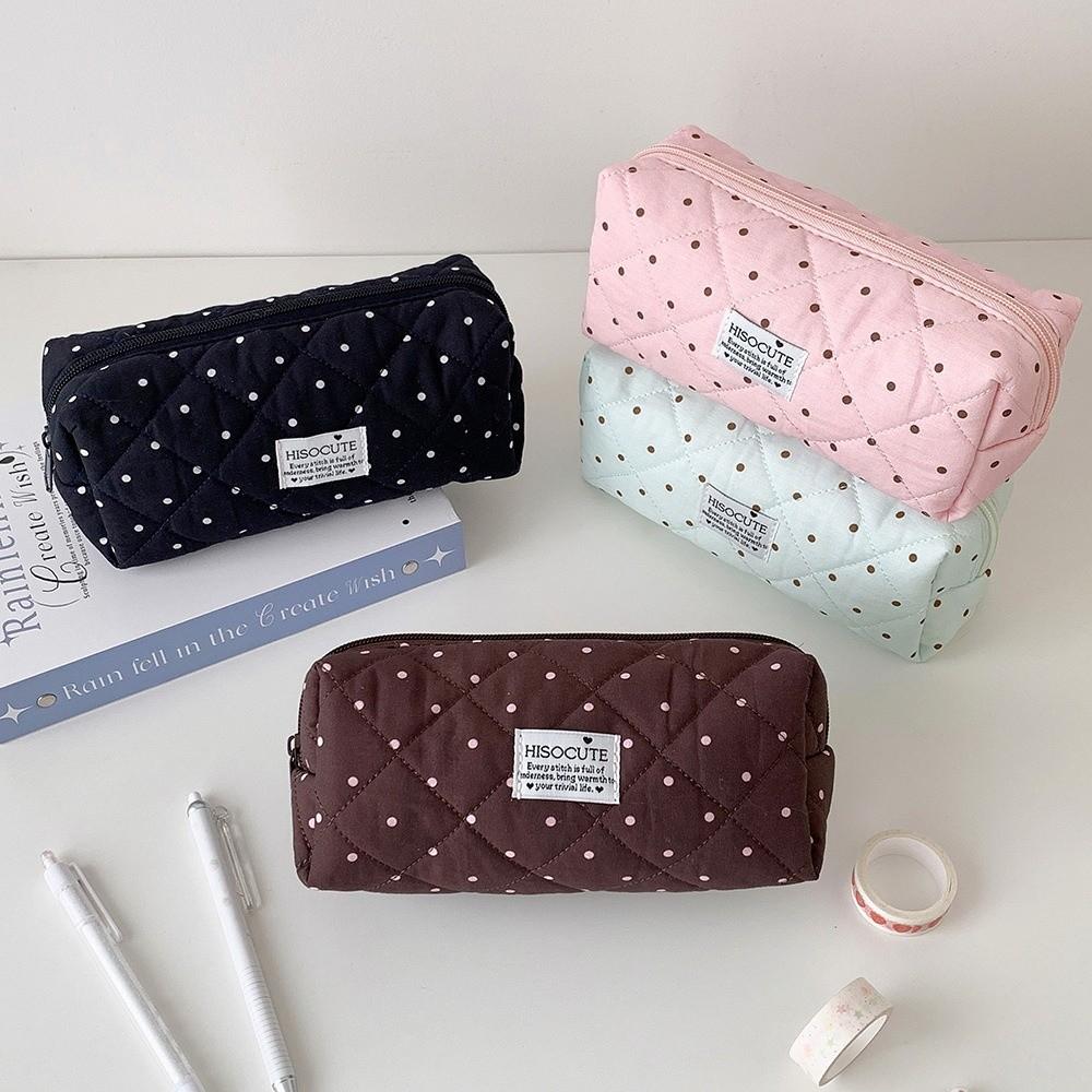 Lightweight Makeup Bag Polka Dot Stationery Storage Pouch Simple Pen Bag  Students Supplies