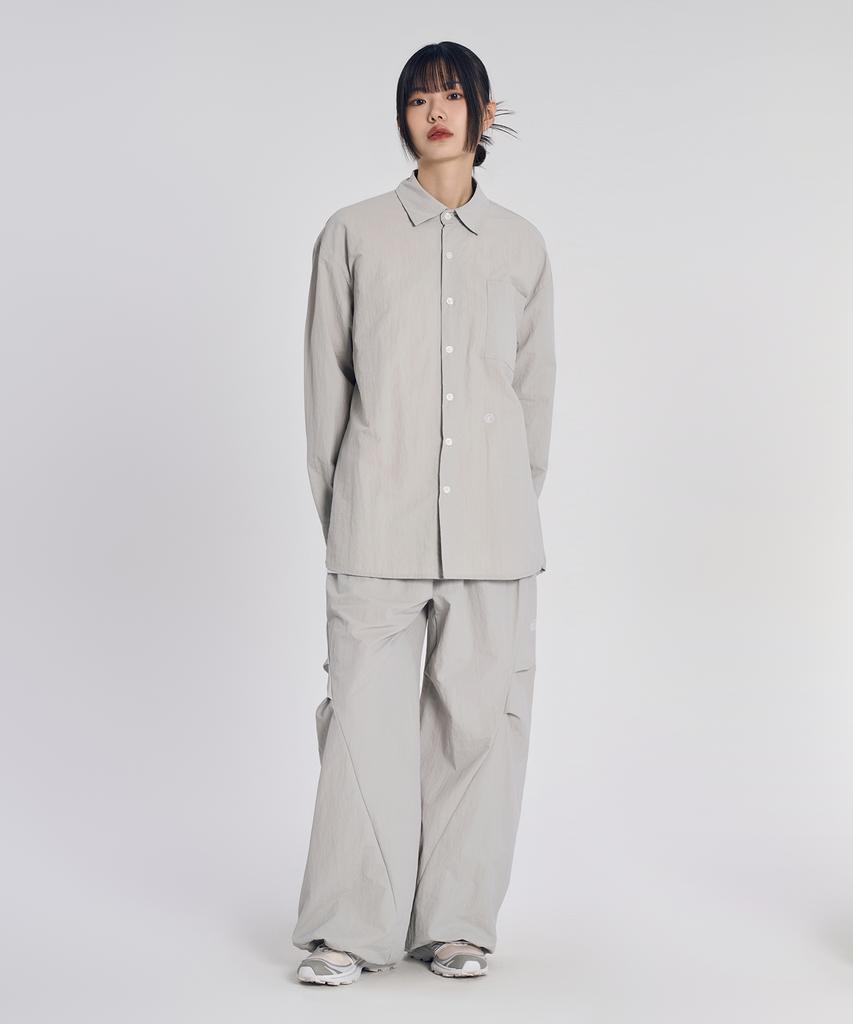 SLOW RECORD HOUSE Parachute Flare Pants_Gray