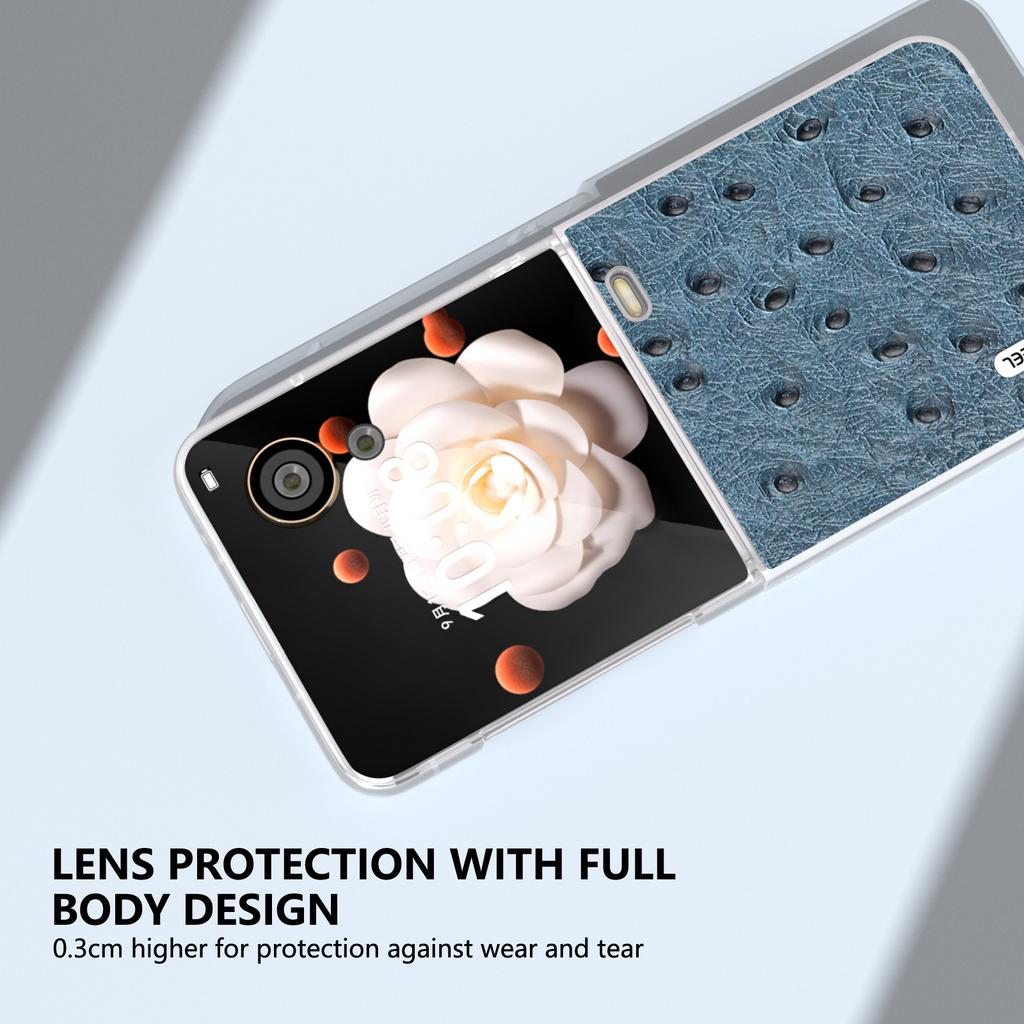 ABEEL For Honor Magic V Flip 5G Case Genuine Cow Leather+PC Hard Phone Cover Clear Matte Edge