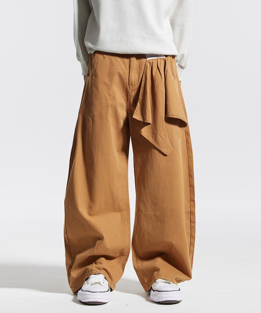 CREAM SODA LAB Handkerchief Wide Balloon Curved Pants Camel