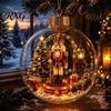 Battery Operated Christmas Ornaments Lighted Clear Ball Ornaments, Cute Santa Claus/Tree/Snowman/Angel Figure Inside Seasonal Gift with Warm Light The