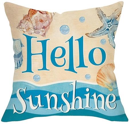

1/4pcs Coastal Throw Pillow Covers Watercolor Beach Ocean Theme Home Decor Cushion Cases for Sofa Bedroom Patio Cushion cover 45x45cm-1pcs