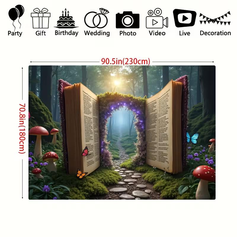 Fantasy Book Theme Backdrop, Magical Forest Path Photography Background