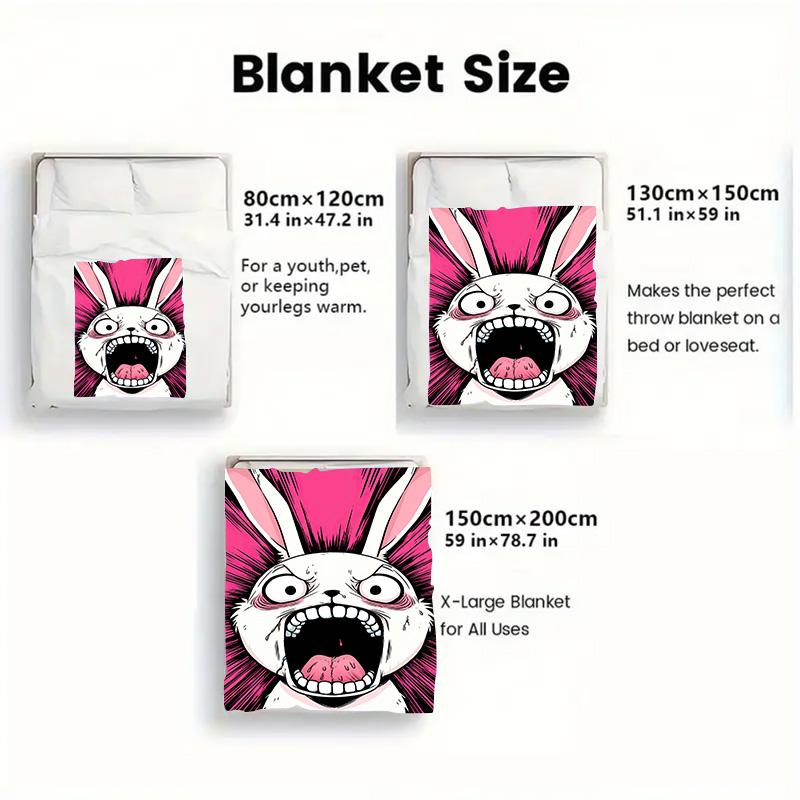 Cartoon Rabbit 2D Flat Pattern Flannel Blanket High Quality All Seasons Warmth and Comfort Perfect for Christmas Gifts.