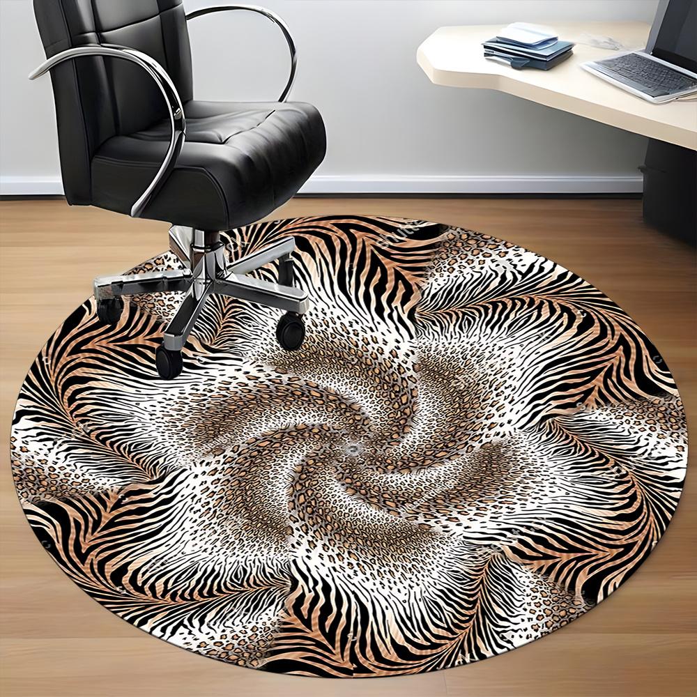 1pc Zebra Print Animal Office Round Area Rug, Indoor Mat Suitable ForOffice, Under Office Chairs Bedroom Living Room Home Decor, Room Deco q085