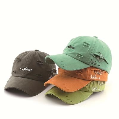 Vintage Distressed Baseball Cap mit gestickten Buchstaben – Modischer Hip Hop Stil – Verstellbarer Sonnenhut für Unisex, Perfekt für Frauen & Männer