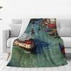Traffic On The Grand Canal Blankets Soft Warm Flannel Throw Blanket Plush for Bed Living room Picnic Travel Home Couch