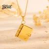 Mini Book Charm Necklace Titanium Steel Openable Pendant Literary Themed