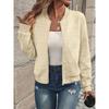 Women Solid Color Zipper Baseball Collar Casual Loose Jacket