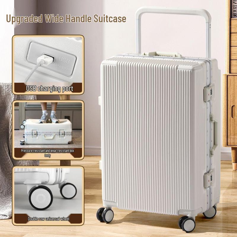 Influencer Silent Student Suitcase - 24" Wide Handle, Aluminum Frame, Durable Universal Wheels