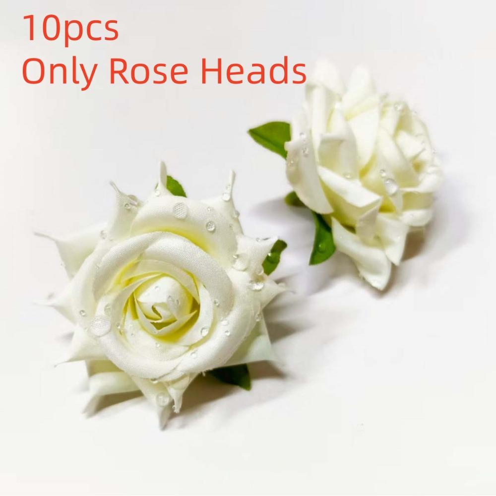 10pcs 3D Dew Drops Artificial Rose DIY Elegant Flower Arrangement  Home Decor