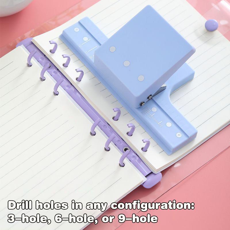1Pc Multi-Function 3-Hole Punch, Small Hand Punch, Can Bind 6 Sheets Of Paper, Suitable For Scrapbooking And Paper Crafting.
