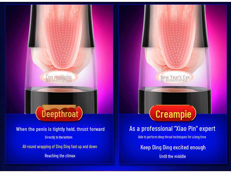 Mi Ji Heated Male Masturbator Cup: 30-Piece Tongue-Licking Oral Simulation Toy