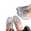 Augmentation de hauteur intérieure 7CM nœud en satin rose talons hauts Mary Jane chaussures femmes talon épais semelle souple polyvalentes ballerines chaussures simples femmes