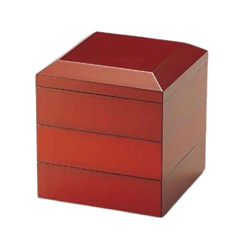 Outdoor Lunch Box Made in 45mm Ancient Vermilion Perfect for New Eve J-kitchens (Lunch Box) Japan, Beveled, Three-Tiered, (1 Set), 13.5cm,