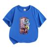 Kids Boys Girls 100% Cotton Crew Neck Short Sleeve T-Shirt, Cute Monster Door Cartoon Print Casual Summer Tees for Children Everyday Wear Lightweight
