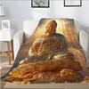 Golden Buddha Statue Theme Flannel printed blanket suitable for all seasons suitable for living room office sofa and travel