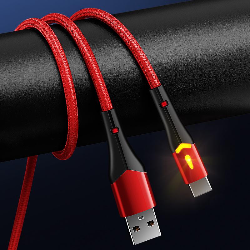 Seven-Color Silicone Light-Up USB Cable for Apple, Android, and Type-C Fast Charging
