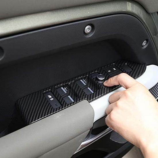 ABS Carbon Fiber Car Door Window Lift Button Cover Trim for Land Rover Defender 110 130 2020-2022