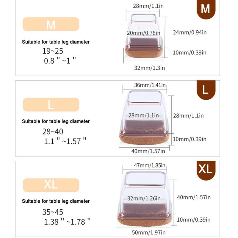 8pcs Chair Leg Covers Silicone Felt Bottom Anti-slip Table Legs Mats Elastic Soft Furniture Foot Protector Pads Floor Protection