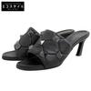 Women's Leather Pyramid Studs Open-Toe Heel Sandals, Black, Size 36, VSW BK3 Shoes 36 blackUsed