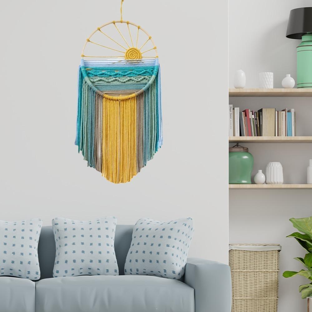 Yellow Macrame Wall Hanging 11.81x 23.62in Boho Tapestry Wall Art for Apartment