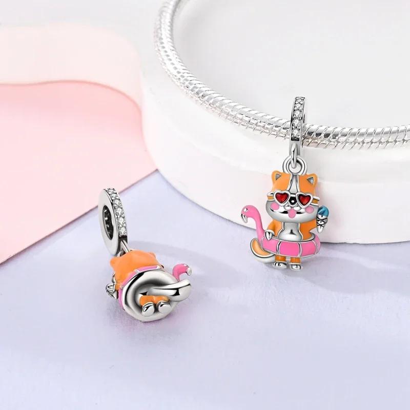 Anniversary Copper Color Cute Cat Blue Moon Owl Rabbit Mermaid Animal Charms Pendants Fit Original Bracelets Diy Jewelry