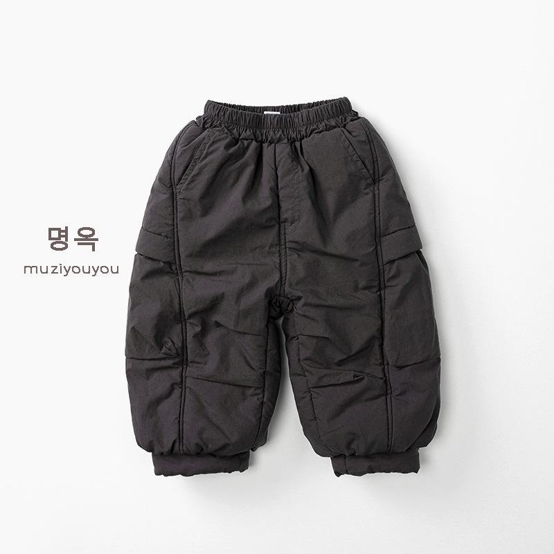 Kids Warm Thick Casual Solid Cotton Winter Pants For Unisex Children