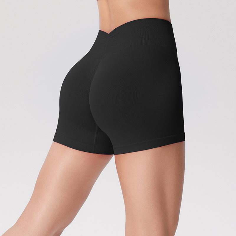 

Женские бесшовные шорты для бега с высокой посадкой - одежда для йоги, пилатеса и фитнеса L чёрный