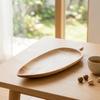 LeafShaped Tray Elongated with Handle Wood Wooden Serving Platter for Tabletop Display, Tea