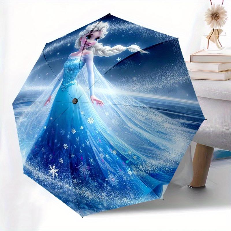Elsa,Frozen Themed folding umbrella, the best choice for gift giving, 8 ribs, casual, durable, lightweight and portable travel umbrella, sui