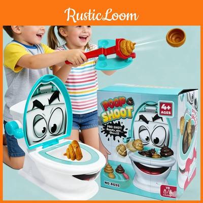 Kacke-Schieß-Toilettenspielzeug mit auswerfbarer Kacke für Eltern und Kinder Indoor-Spielspaß