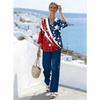 1116 European and American 1D printed women's suit resort style loose long-sleeved shirt casual trousers beach fashion trend