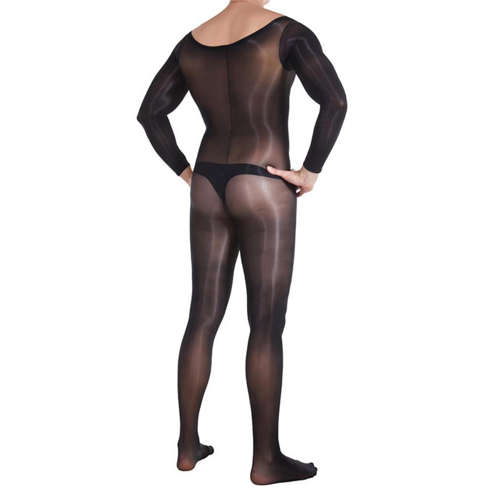 Qing Homer Oil Men's One-piece Stockings Bright Ultra-thin Sexy Jj Set Masturbation Plane Sex Bare Legs Tights