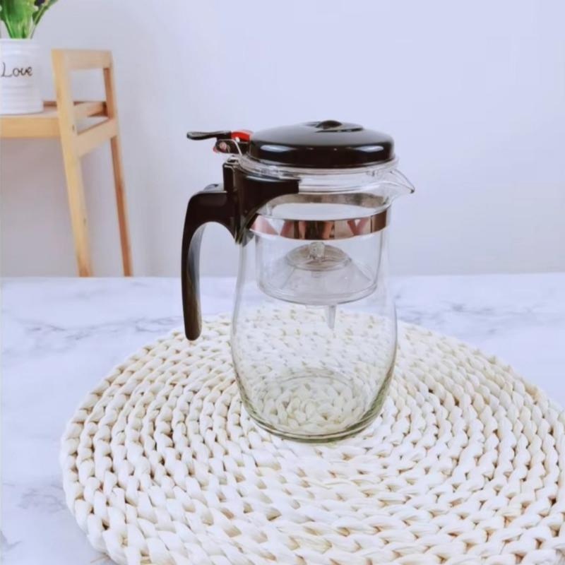 Glass Teapot with Removable Infuser One-touch Filter for Infusion Ideal for Brewing Loose Leaf Tea At Home or In the Office