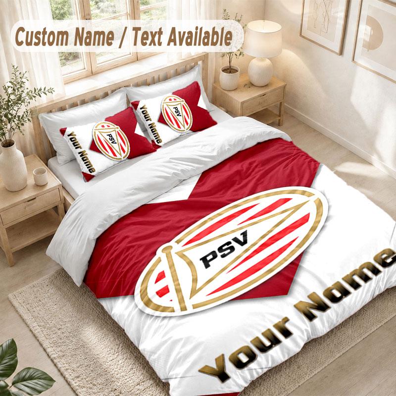 Custom Name Bedding Set 3 PiecesPSV Eindhoven FC Print Duvet Cover + 2 Pillowcases Soft Bed Decor