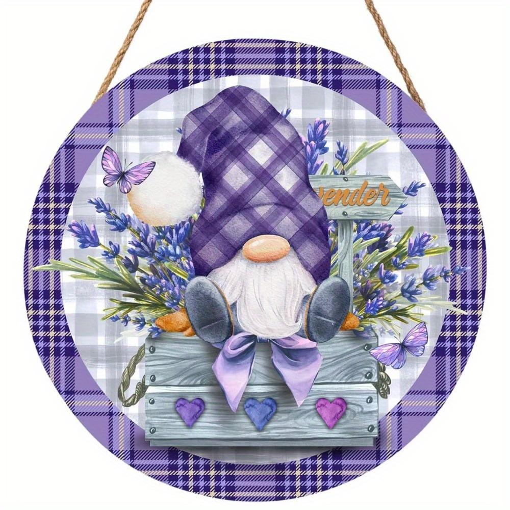 1pc 2d Flat Bolisom Welcomes Spring Summer Flowers Hummingbird Pygmy Lavender Round Wooden Sign - 20cm for Farmhouse Home Wall Decor