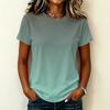 Women's Casual Pullover T-Shirt Short Sleeve Crew Neck Gradient Color Top Lightweight Soft Fabric Summer Wear