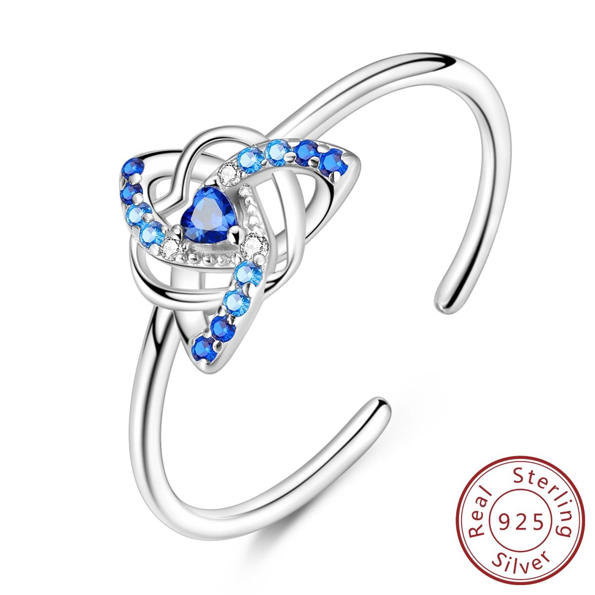 

Copper Blue Heart-Shaped Celtic Knot Ring Zircon Woman Rings Sparkling Wedding Ring Grils Anniversary Gift