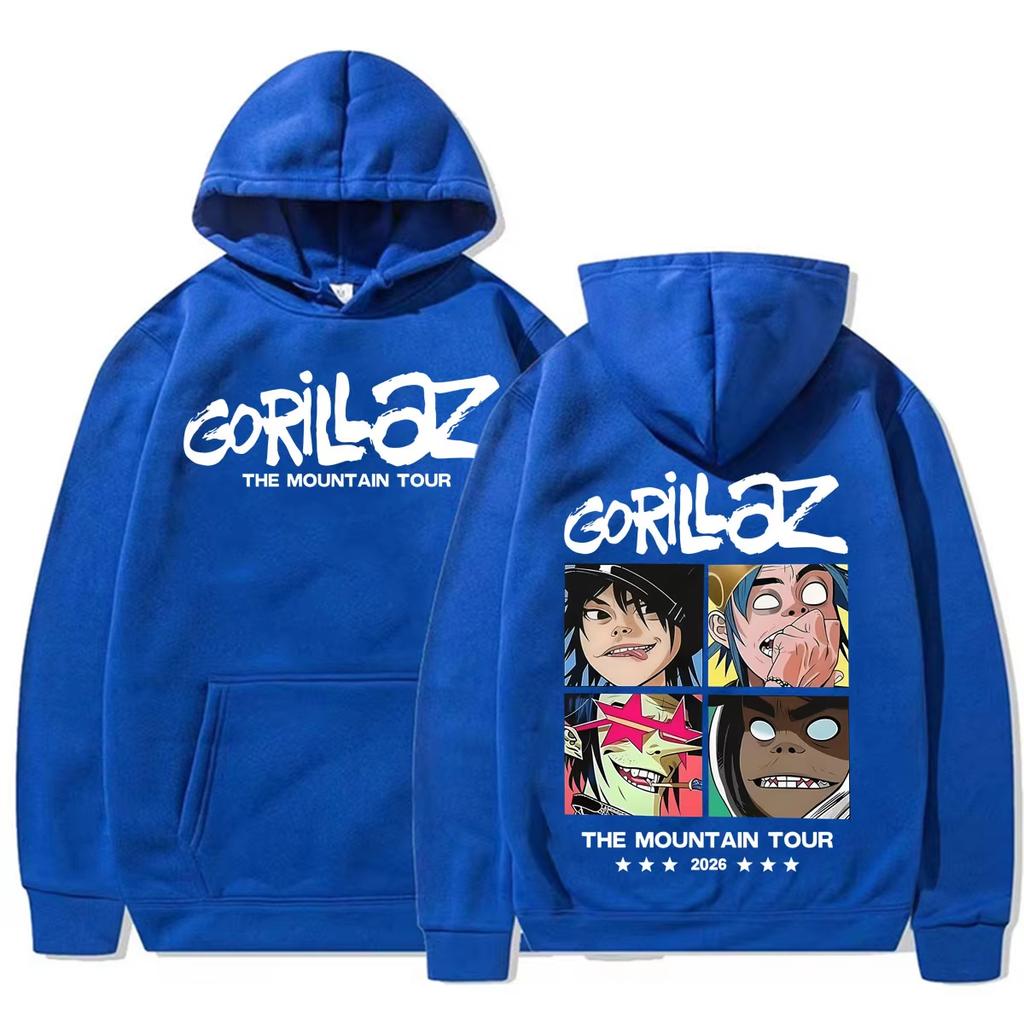 Gorillaz Band The Mountain 2026 Tour Hoodies Men Women Harajuku Gothic High Street Sweatshirt Casual Soft Cotton Sweatshirt