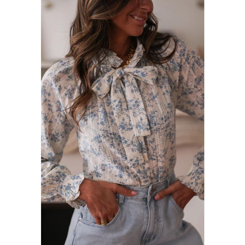 Women S Long Sleeve V Neck Floral Print Casual Shirt