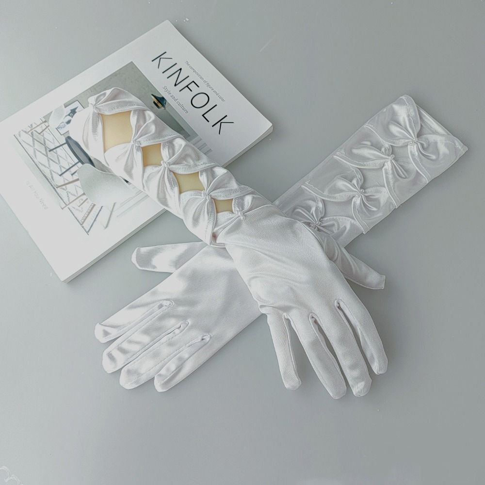 Elegant Bride's Long Gloves Satin Women Cosplay Gloves Full Finger Gloves  Dress-Up  Accessories