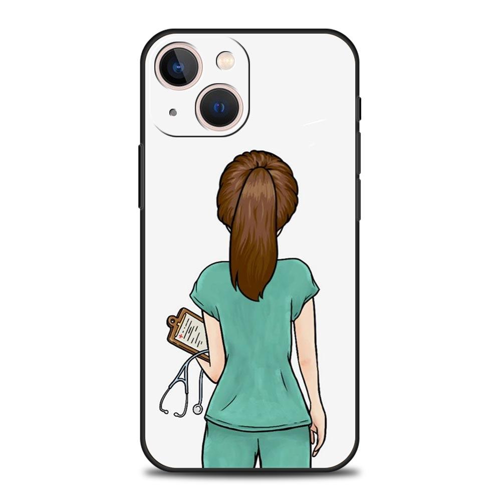 Phone Case For iPhone 16 15 14 13 12 11 Pro Max XS X XR SE 7 8 Plus Soft Silicone Black Cover Doctor Nurse Medical Medicine