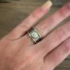 Geometric Wide Face Antique CopperInlaid Zircon Ring Women's Heavy Industry Gold Color Line Jewelry Unique Charm Jewelry