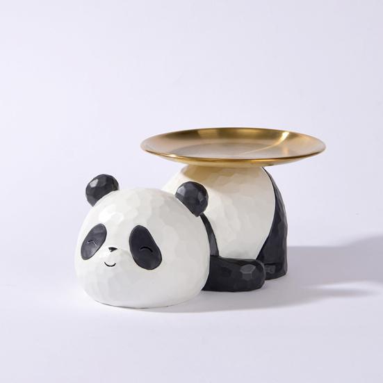 Taca do przechowywania kluczy Panda Żywica Taca do przechowywania posągów Pandy Dekoracyjna taca do przechowywania Pandy Dekoracja stołu domowego do salonu, biura, gabinetu