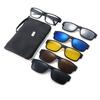 TR90 5-Piece Magnetic Clip-On Polarized Sunglasses Set with Pouch for Men & Women