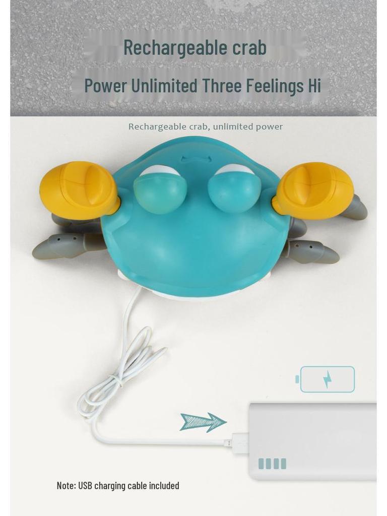 Rechargeable Induction Electric Crab Toy - Luminous Music Crawling Escape Feature for Children
